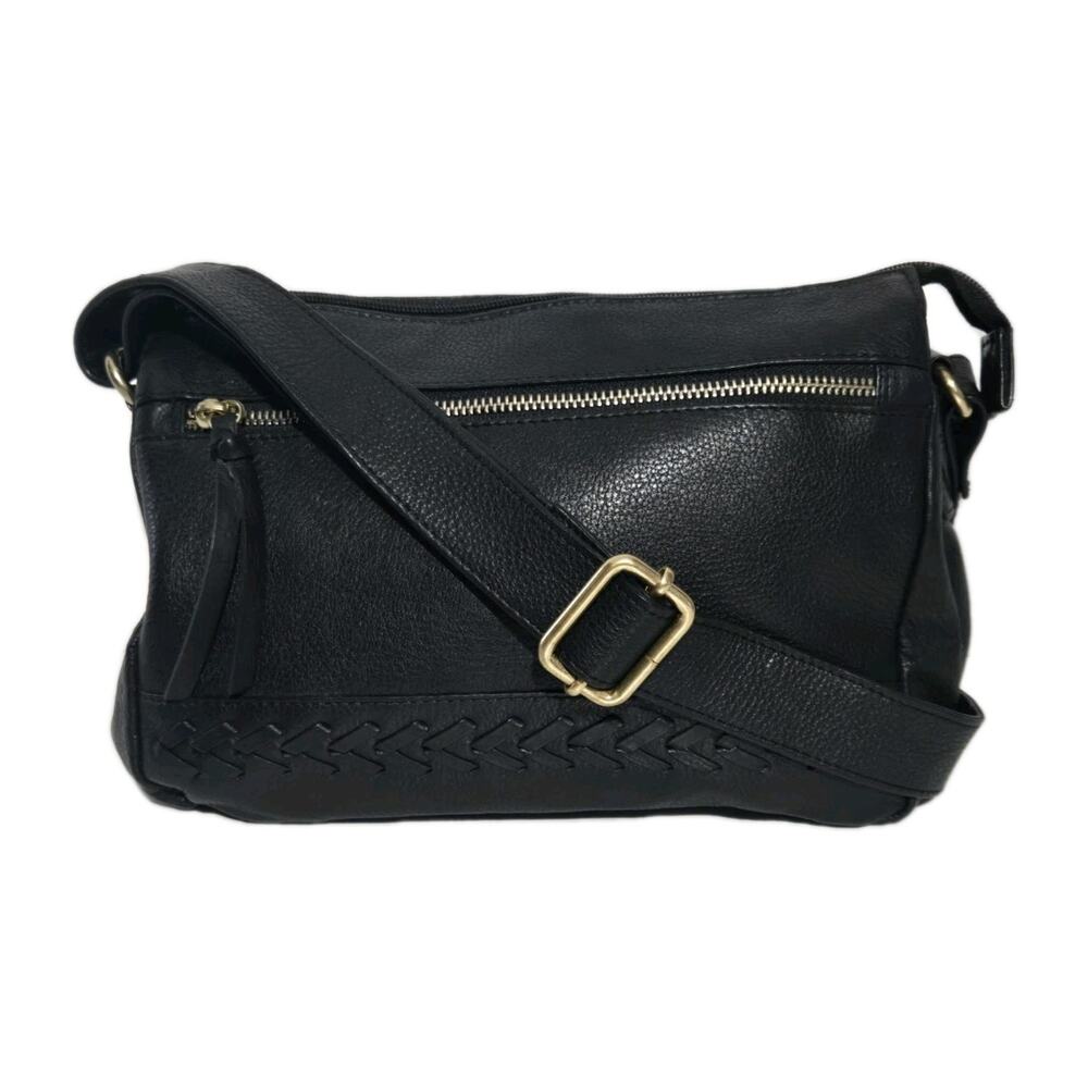 Great American Leather Works Black Pebbled Leather Crossbody Bag Purse